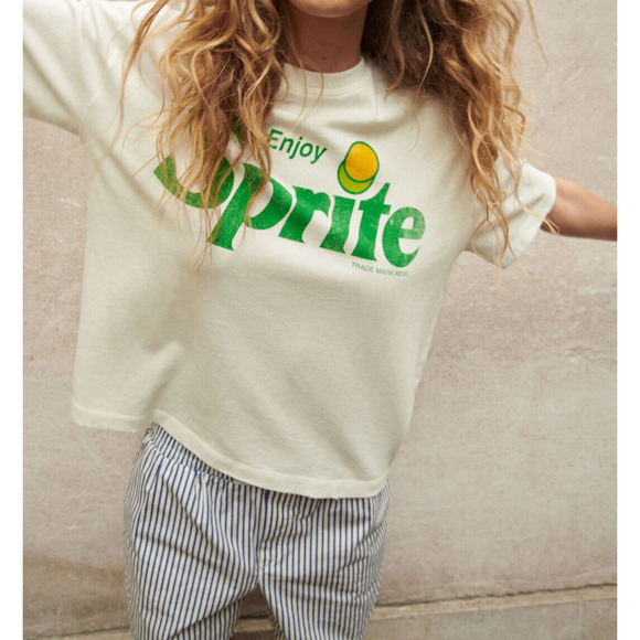 NWT Zara Enjoy Sprite Graphic T-shirt White Green Top Women's Size Small H11827 - Picture 5 of 14